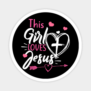 This Girl Loves Jesus Heart Cross Christian Faith Religious Magnet